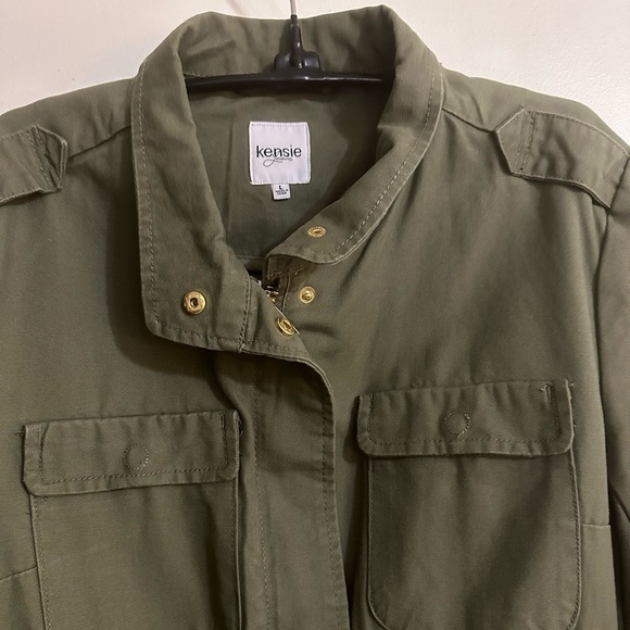 Kensie Jeans Olive Drab Utility Jacket, Size L - Picture 5 of 8